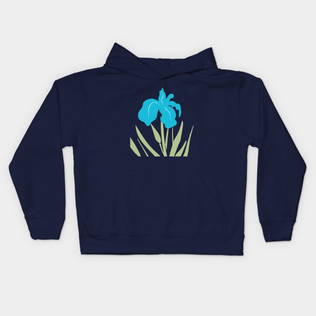 Blue Iris Summer Flower Wildflower Floral Kids Hoodie by oknoki